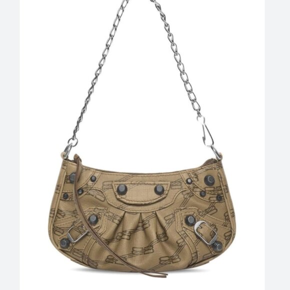 NWT BALENCIAGA Le Cagole Mini Crossbody Shoulder Bag Handbag Brown w chain - Picture 1 of 6